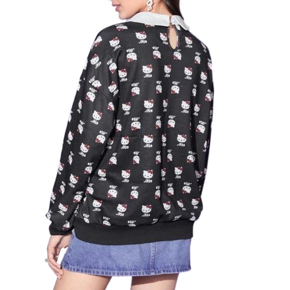 HELLO KITTY Black Collared Keyhole Top, size S - Picture 2 of 2